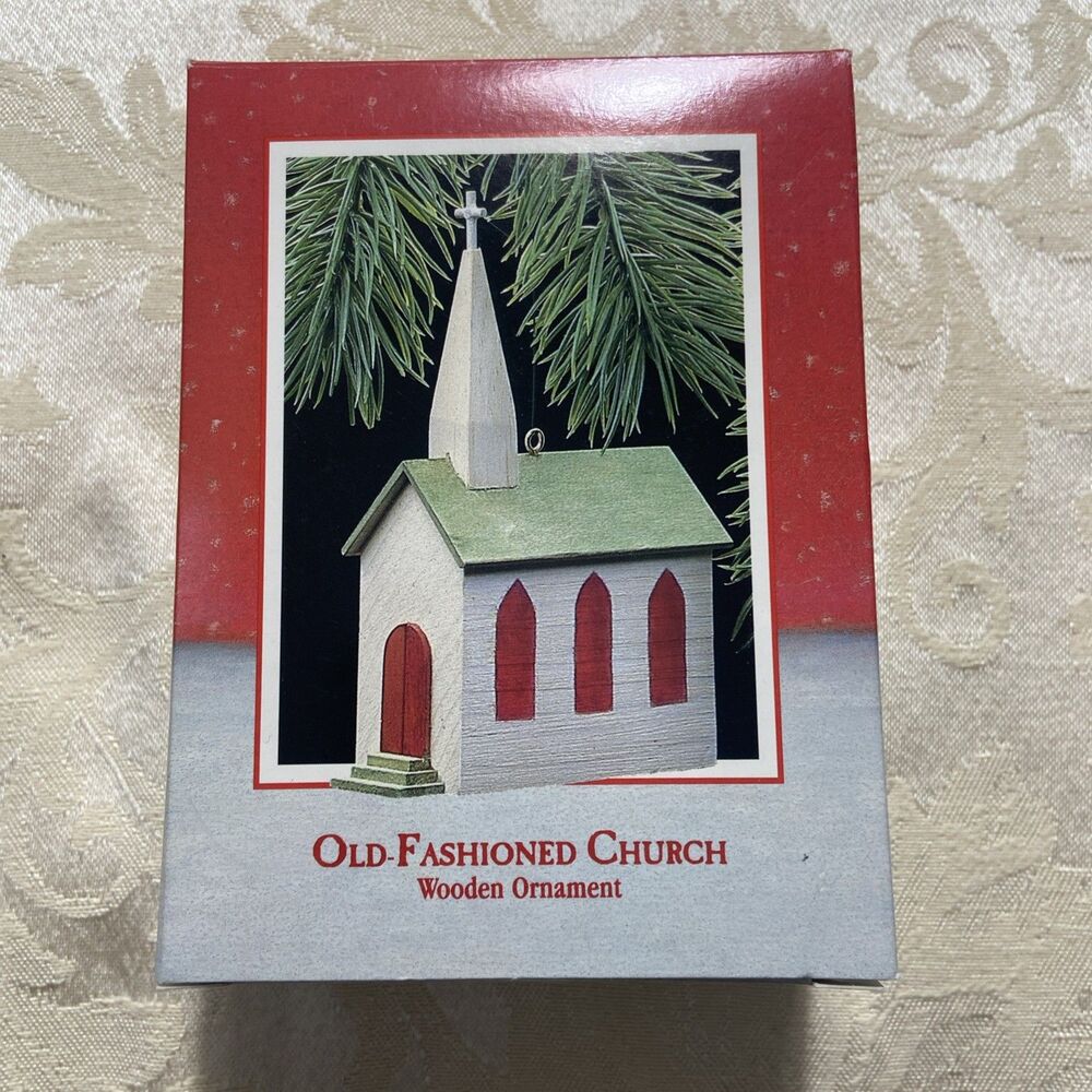 1988 Hallmark Keepsake Old Fashioned Church Wooden Ornament